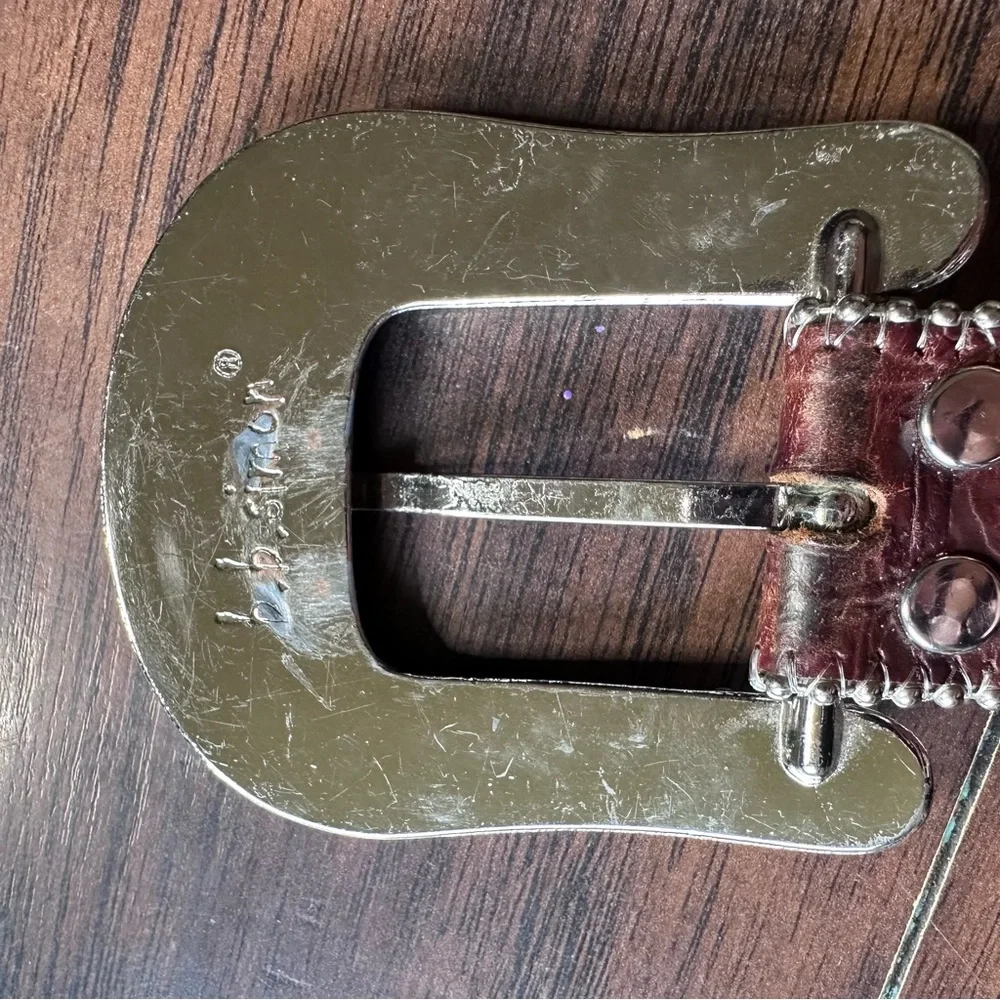 b.b. Simon Chocolate Croc Crystal Brown Leather Belt